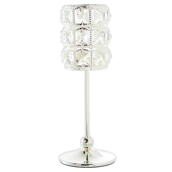 11414-Copa Metal Plateado Cristal Transparente Ø10x28cm, Matcristal+hierro - 25€