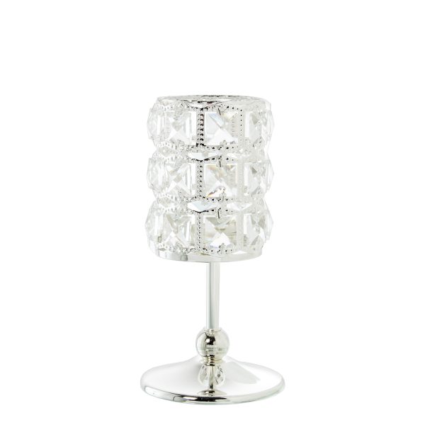 11415-Copa Metal Plateado Cristal Transparente Ø10x20cm, Mat cristal+hierro - 23€