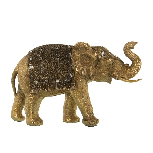 Figura Elefante Resina Dorado 30,5x11x18,5cm - 30€